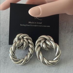 E&L Israel Sterling Silver Cable Electroform Earrings 2" long x 1 1/2" wide